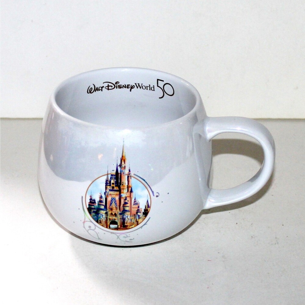 Walt Disney World 50th Anniversary mug stoneware Cinderella Castle iridescent